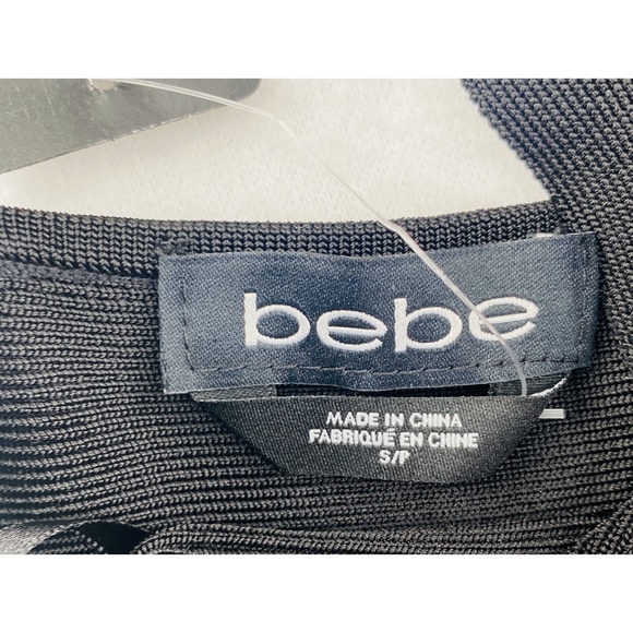 NWT Bebe 2-Fer Black Bandag/ Bodycon  Handkerchief Skirt Cutout Dress - Picture 12 of 15